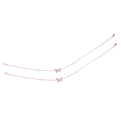 925 Sterling Silver Rose Gold  Enchanted Flier Anklets For Women