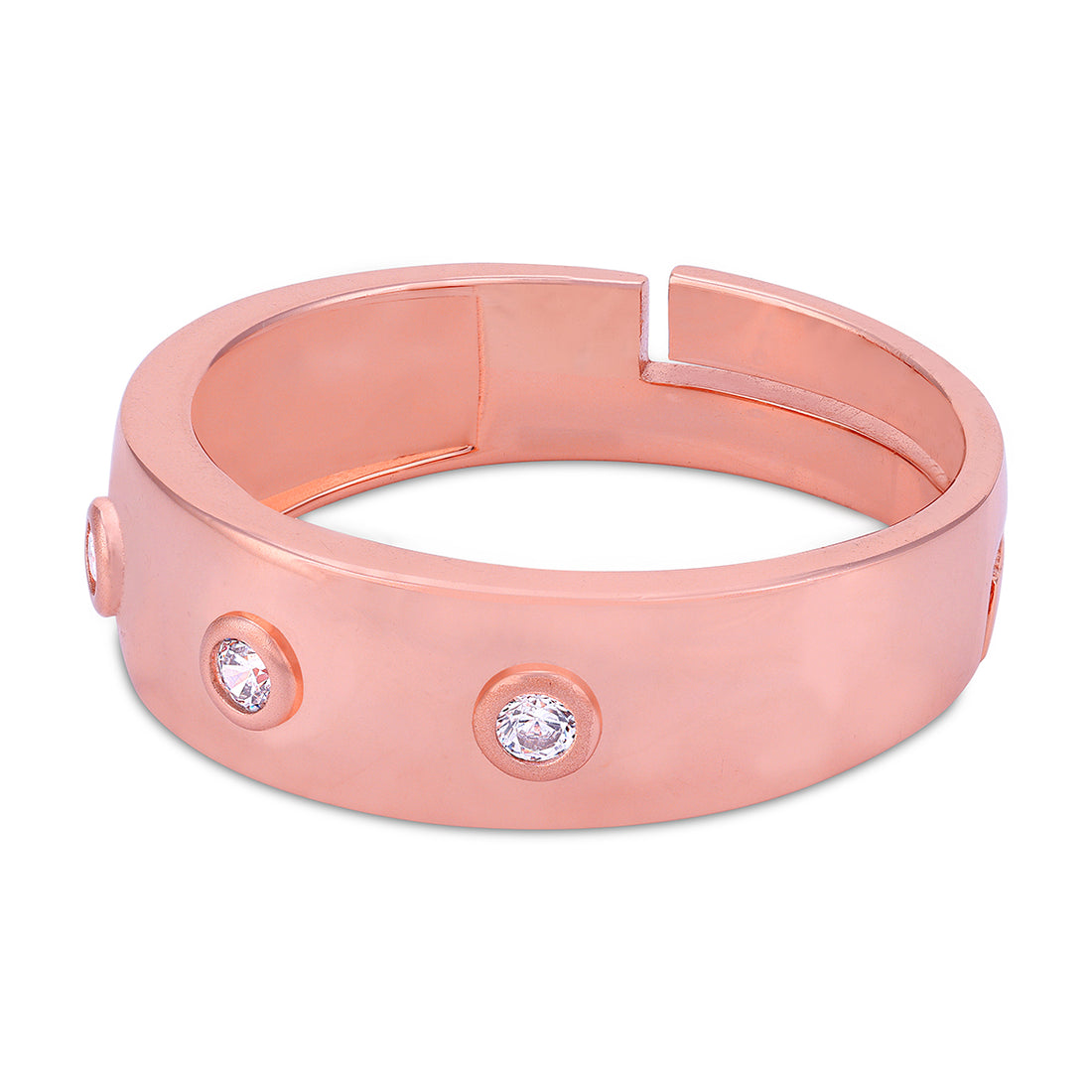 925 Sterling Silver Rose Gold Finish Bold Flat Band Ring for Men