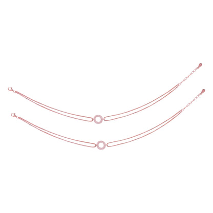 925 Sterling Silver Rose Gold Gleaming Bond Anklets For Women