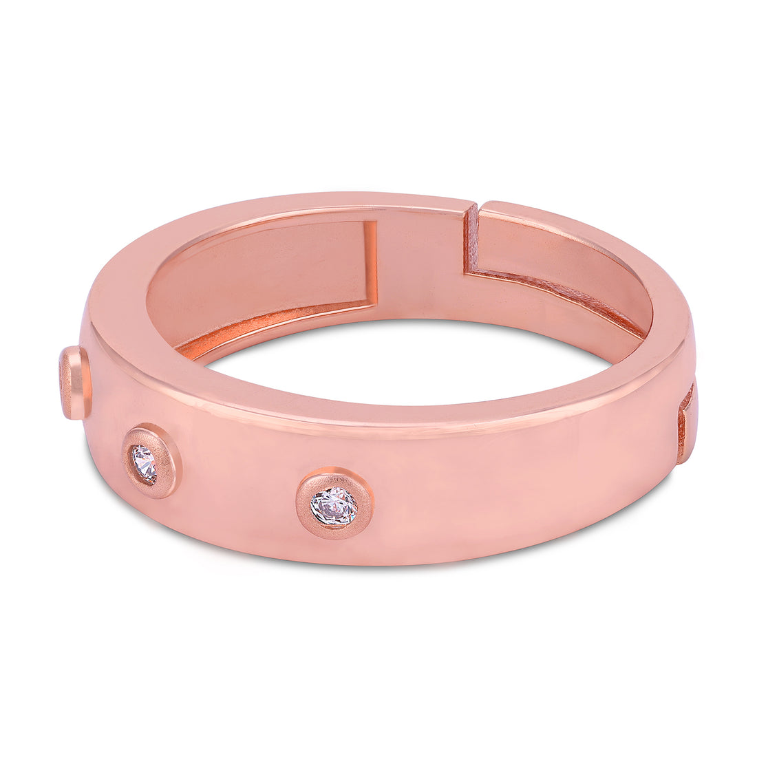 925 Sterling Silver Rose Gold Minimalist with Flush Bezel Ring for Women