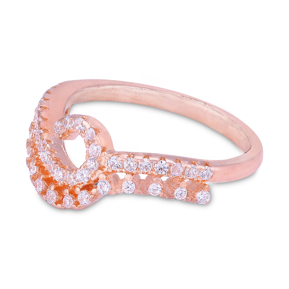925 Sterling Silver Rose Gold Plated Curved Spiral Ring for Women
