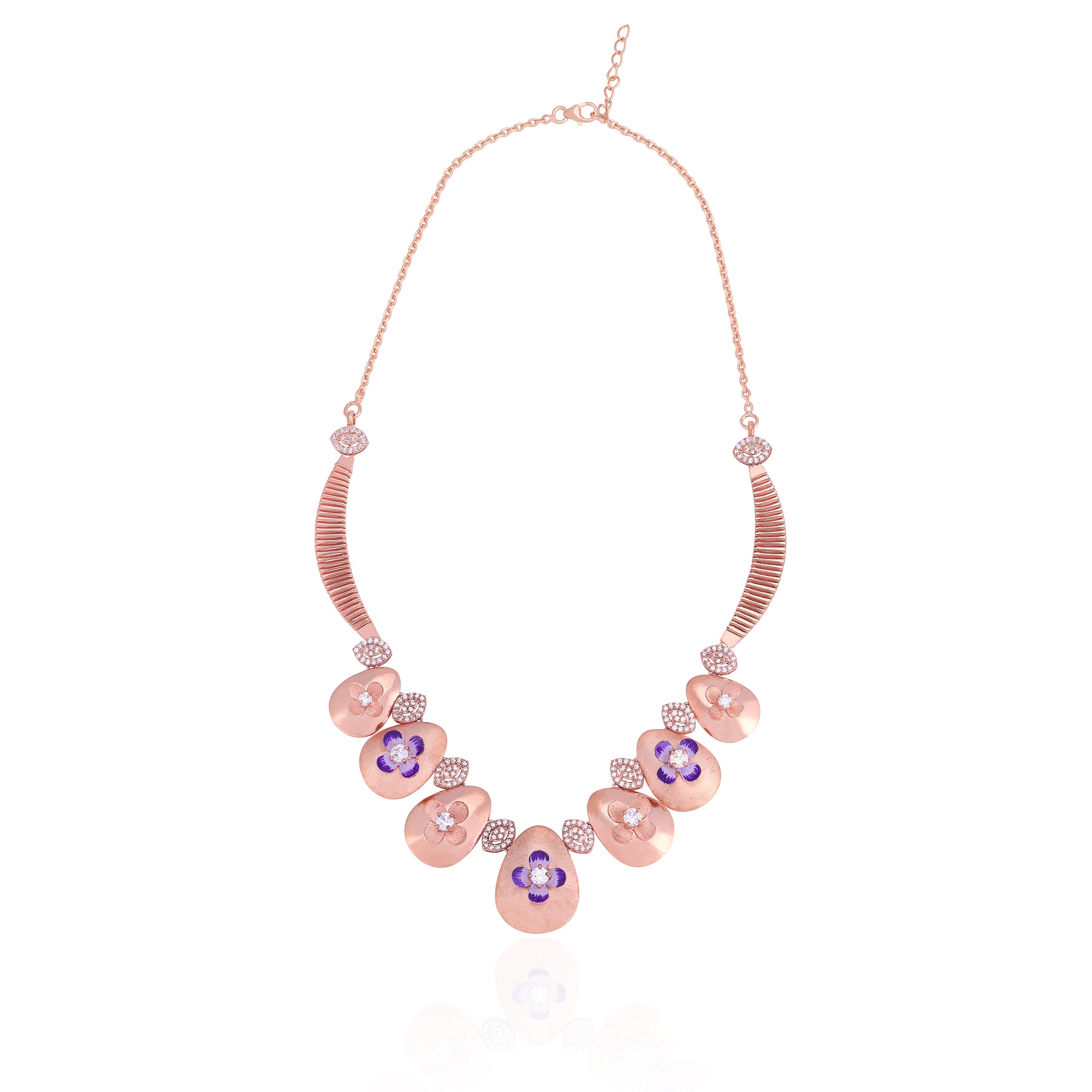 925 Sterling Silver Rosegold Plum Blossom Radiance Necklace For Women