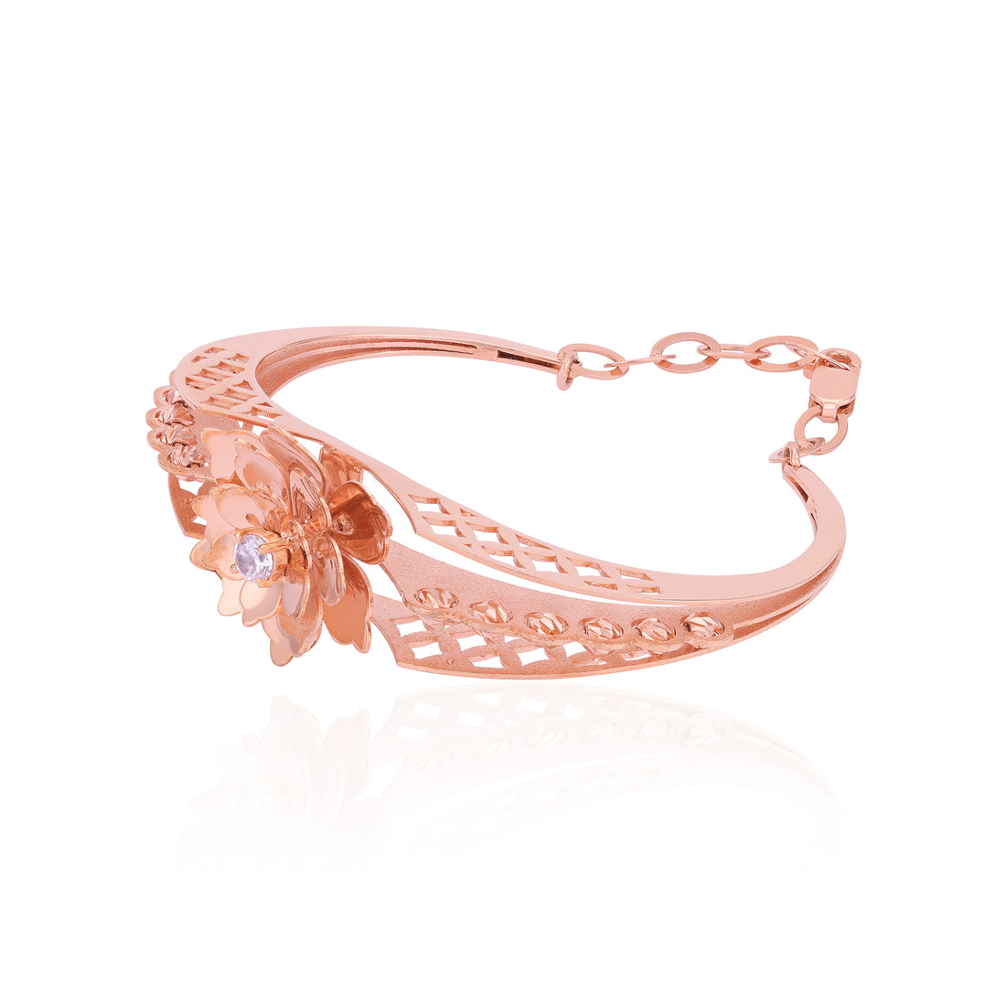 925 Sterling Silver Rosegold Elegant Blossom Lace Kada For Women