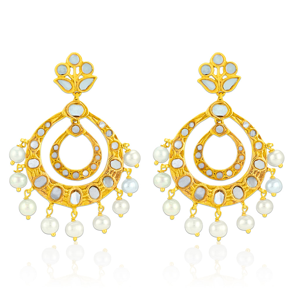 925 Sterling Silver Royal Chandbali Dangle Earrings for Women