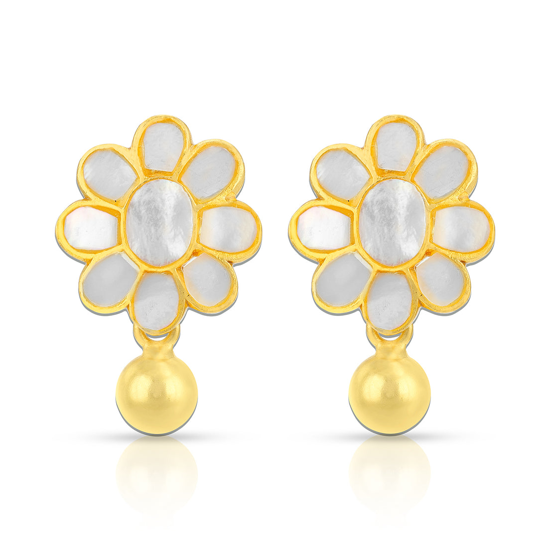 925 Sterling Silver Royal Floral Pearl Drop Earrings for Women