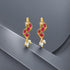 925 Sterling Silver Ruby Curve Pearl Drop Second Stud for Women
