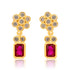 925 Sterling Silver Ruby Solitaire Fleur Earrings For Women