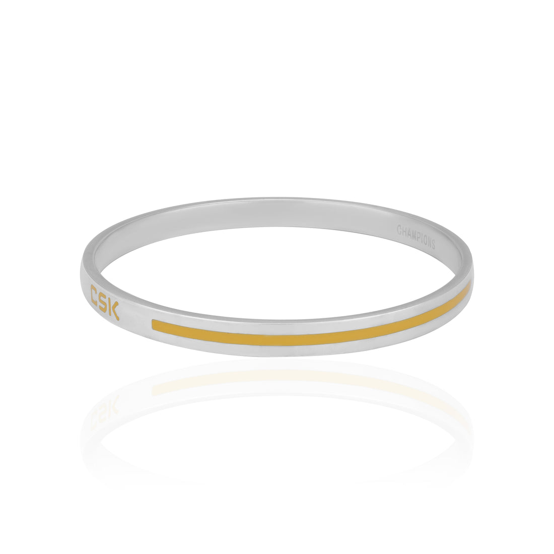 925 Sterling Silver Run Yellow CSK Strip Rhodium Plated Kada for Men