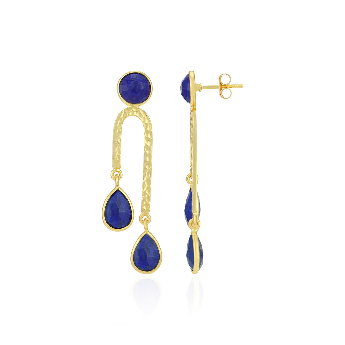 925Sterling Silver Sculpted Blue Teardrop Earrings for Women