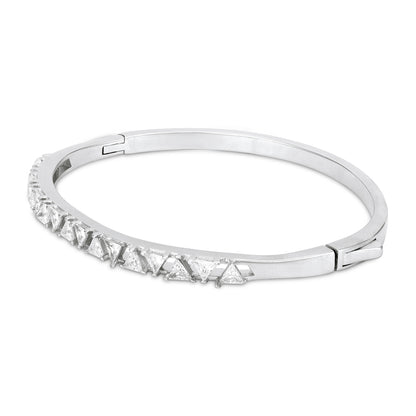 925 Sterling Silver Sleek Princess-Cut Zircon Kada for Women