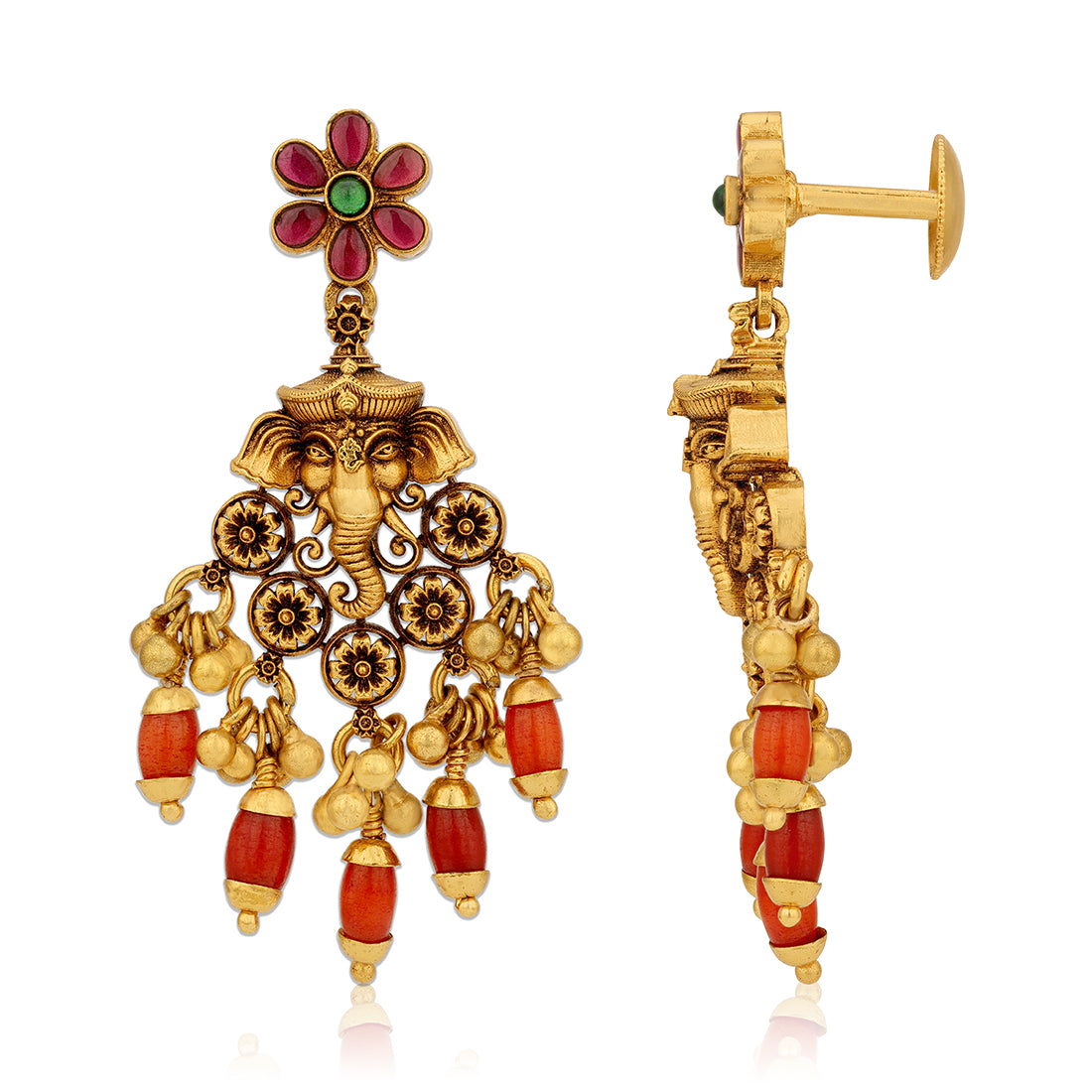 925 Sterling Silver South Indian Style Ganesha Earrings for Women