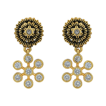 925 Sterling Silver Sunflower Studded Star Drop Earrings for women