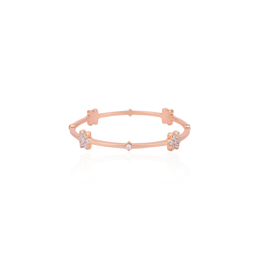 925 Sterling Silver Sunlit Petal Crystal Glow Bangle For Women