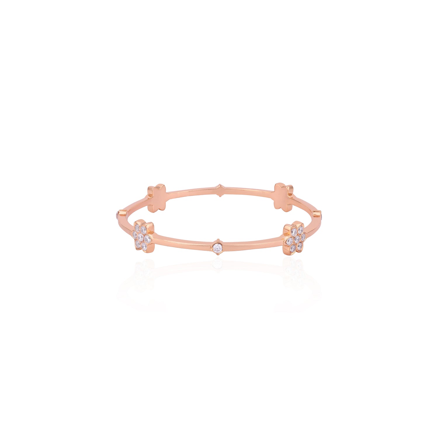 925 Sterling Silver Sunlit Petal Crystal Glow Bangle For Women