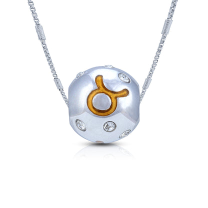 925 Sterling Silver Taurus Grace Sparkle Charm Pendant for Women