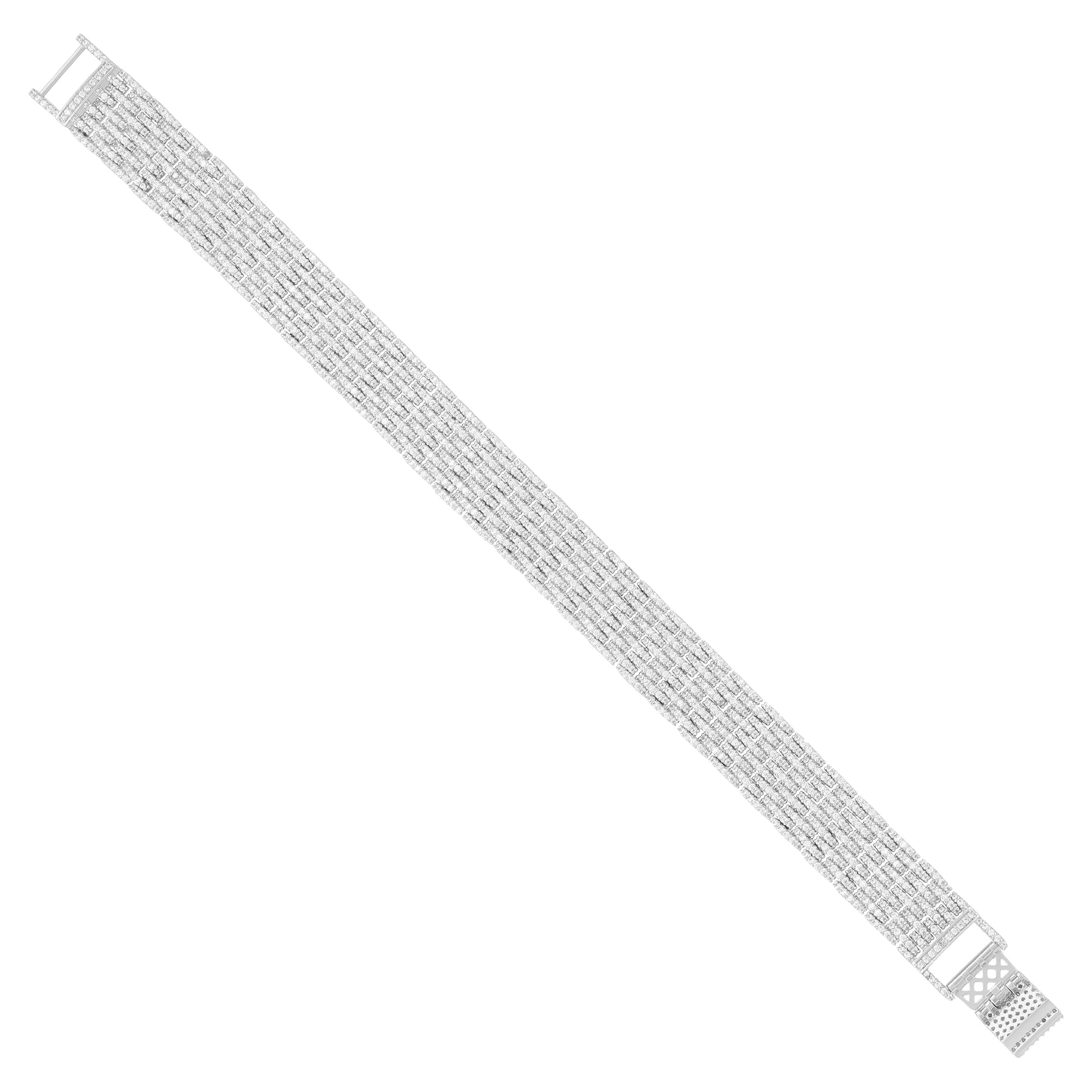 925 Sterling Silver Titan Weave Textured Mesh Rhodium Plated Bracelet for Men