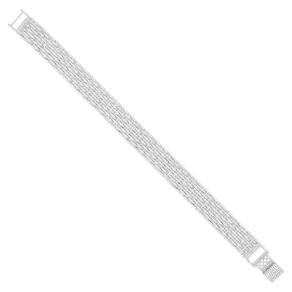 925 Sterling Silver Titan Weave Textured Mesh Rhodium Plated Bracelet for Men