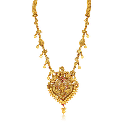 925 Sterling Silver Traditional Gold Dual Peacock Dangling Drop Haram for Women