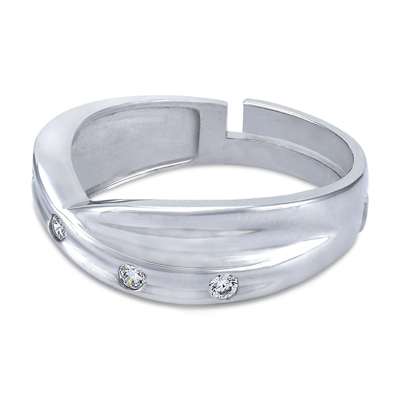 925 Sterling Silver V-Curve Dual Band Ring for Men
