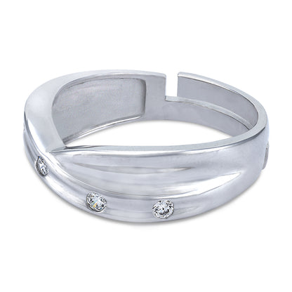 925 Sterling Silver V-Curve Dual Band Ring for Men
