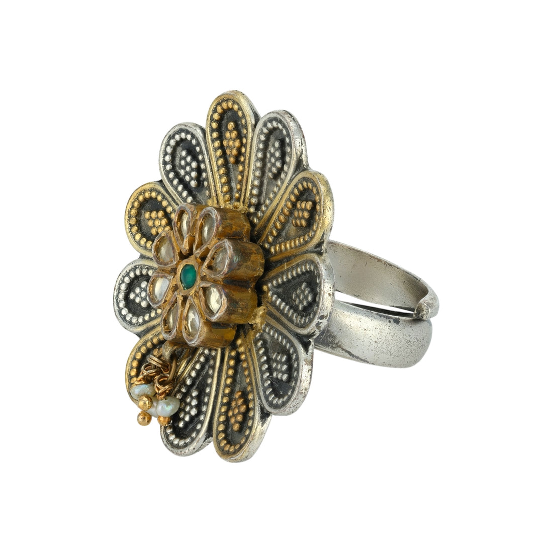 925 Sterling Silver Vintage Dual-Tone Floral Rings for Women
