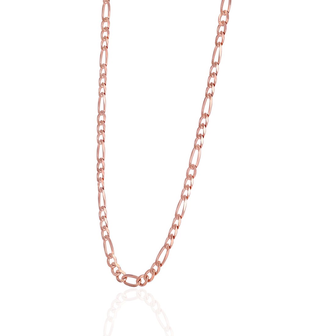 925 Sterling Silver Whispered Lace Figaro Rose Gold Plated Chain for Men