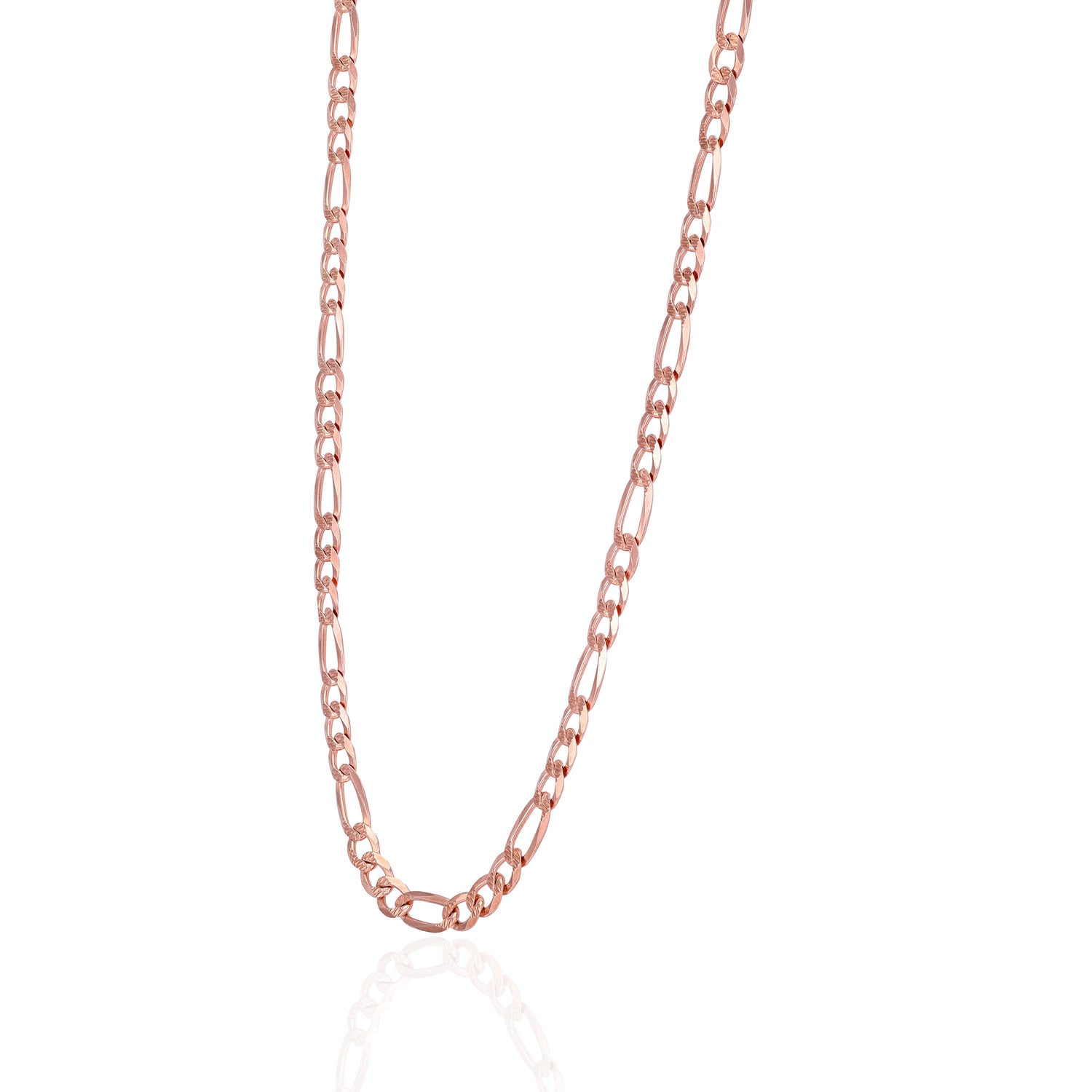 925 Sterling Silver Whispered Lace Figaro Rose Gold Plated Chain for Men