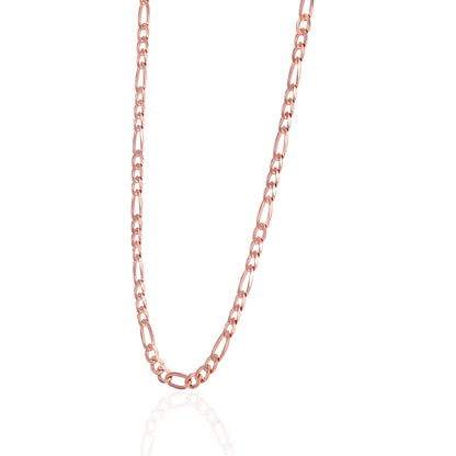 925 Sterling Silver Whispered Lace Figaro Rose Gold Plated Chain for Men