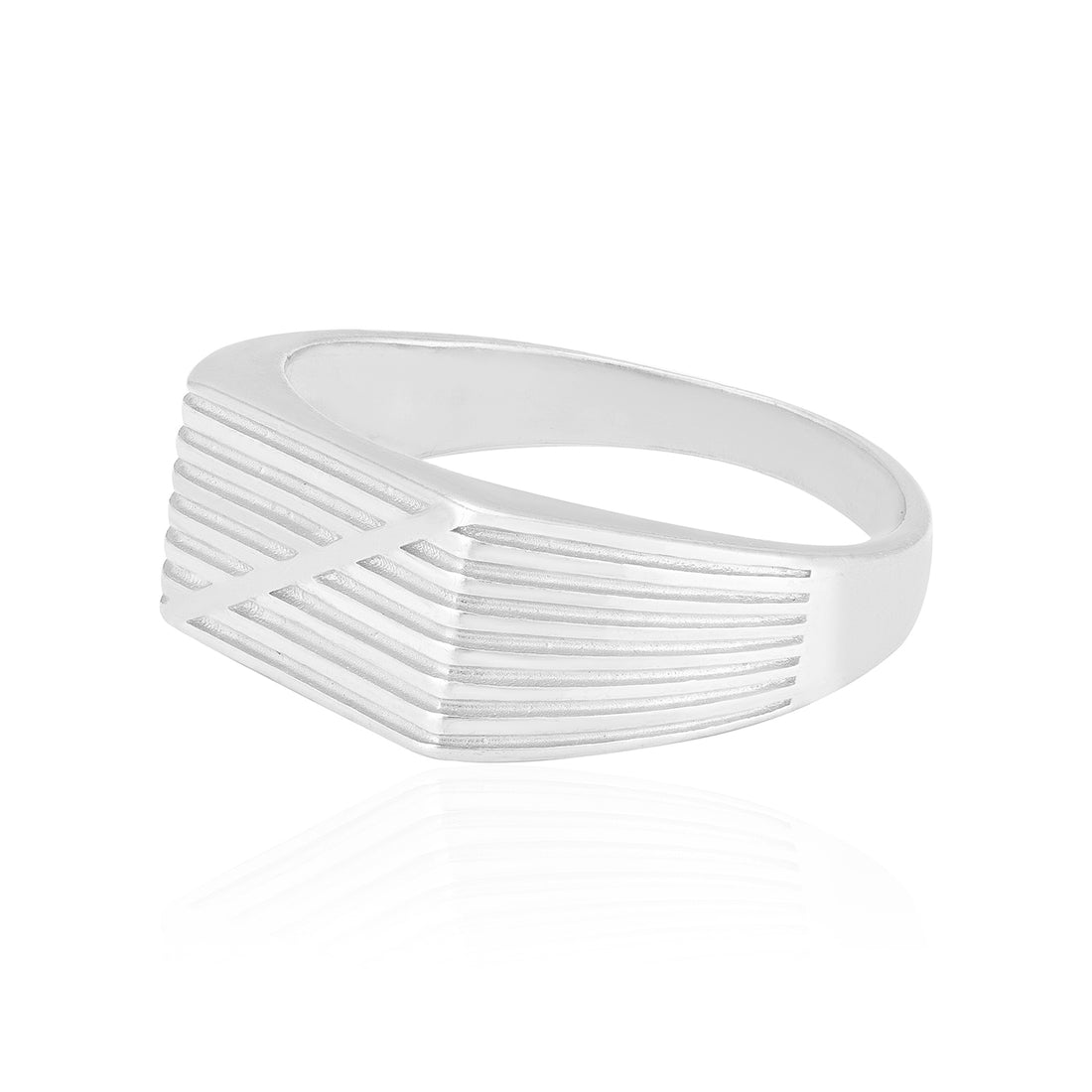 925 Sterling Silver Z-Strike Groove Rhodium Plated Ring for Men