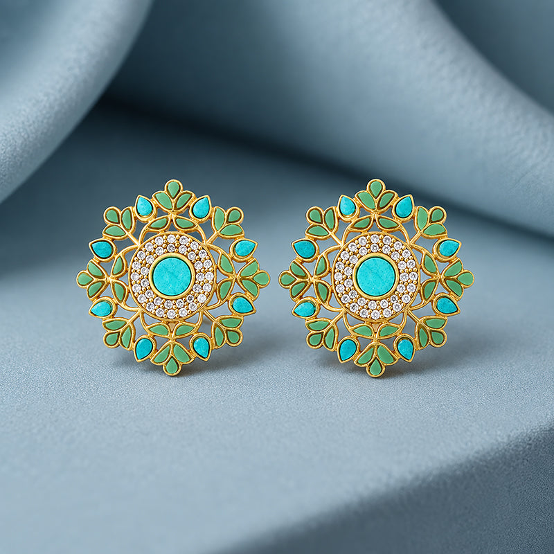 925 Sterling Silver sapphire Multi Floral  Earrings for Women