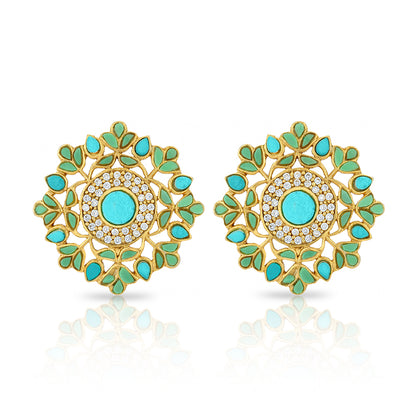 925 Sterling Silver sapphire Multi Floral  Earrings for Women