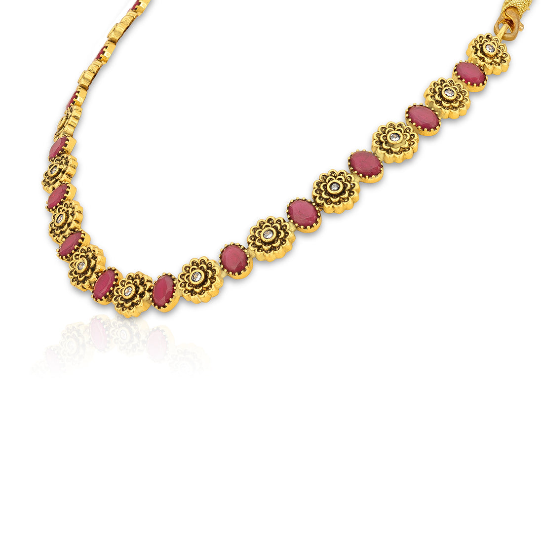925 Sterling silver Gold plated Helianthus pink Stone Center Necklace For Women