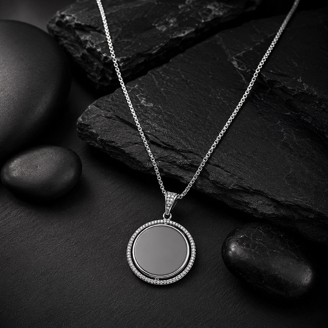 925 Sterling silver Rhodium Plated Radiant Silver Chain Pendant