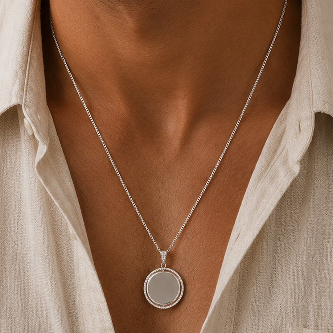 925 Sterling silver Rhodium Plated Radiant Silver Chain Pendant