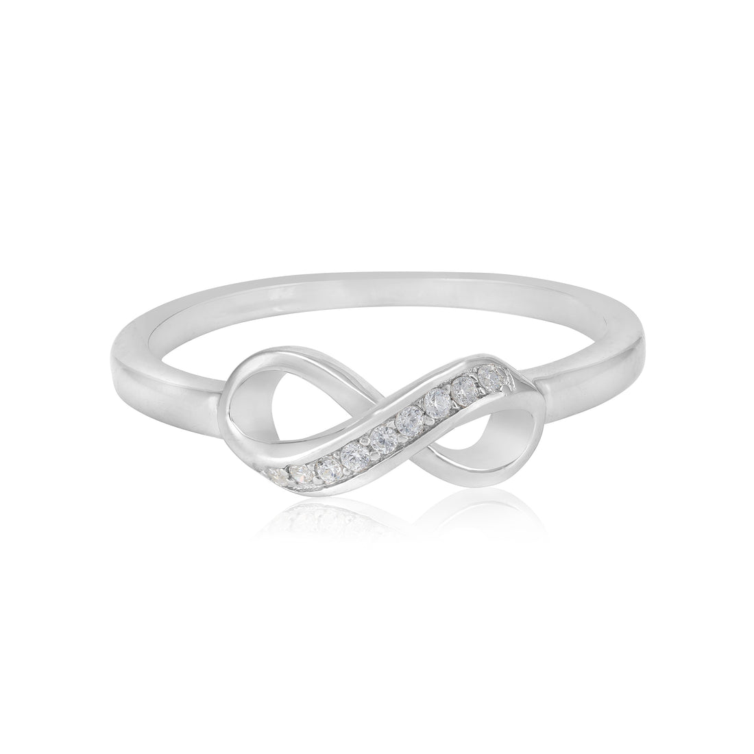 925 Accent Stone Rhodium Plated Infinity Bond Ring