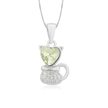 925 Adorable Heart Head Rhodium Plated Kitty Cat Pendants