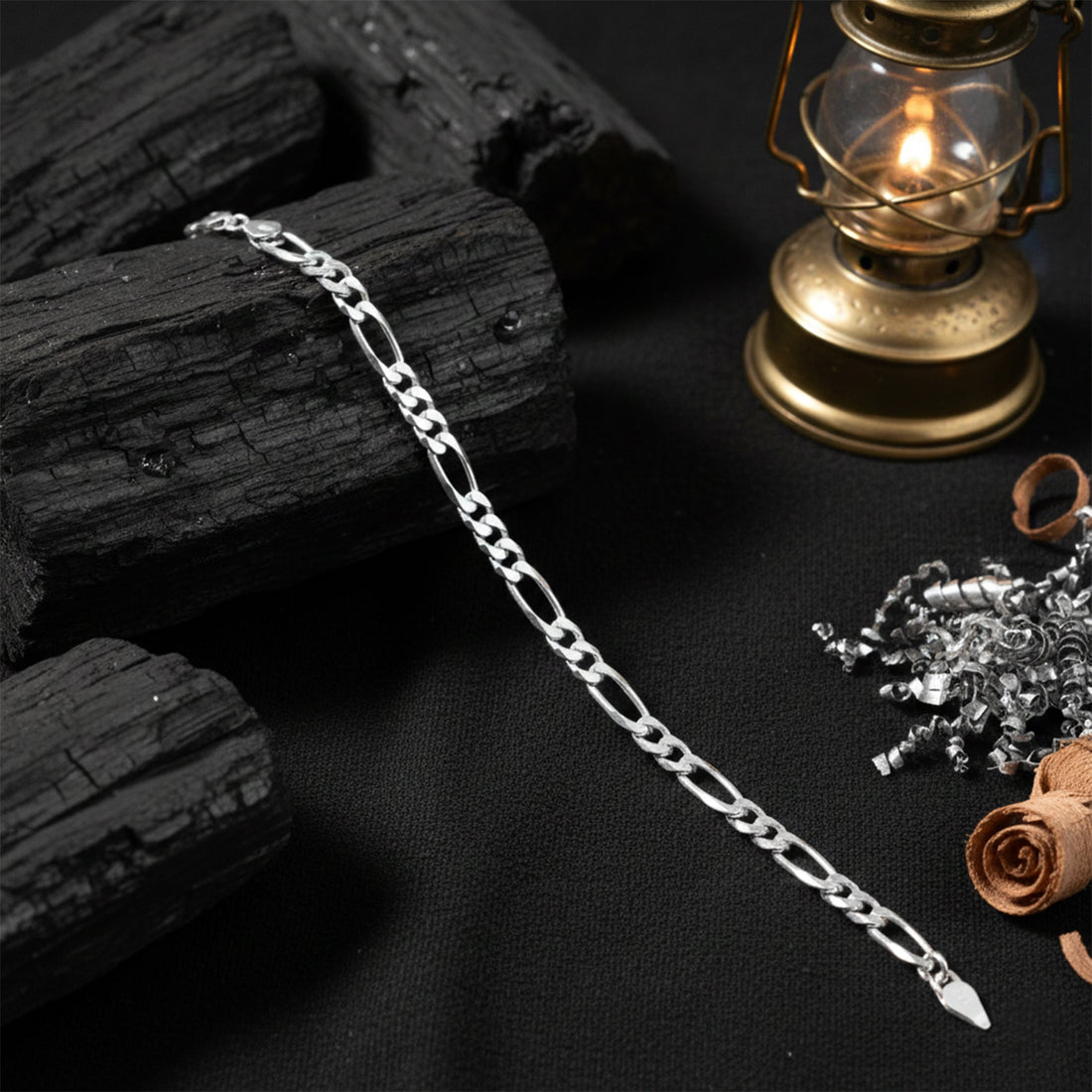 Alternating Link Silver Chain Bracelet