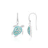 925 Aqua Shell Turtle Rhodium Plate Earrings 