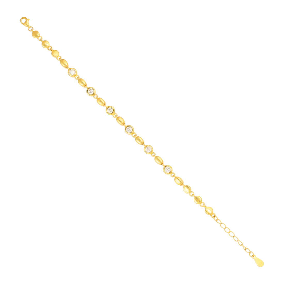 Bezel Station Gold Finish Silver Bracelet