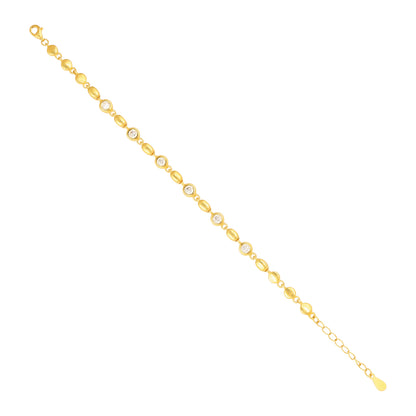 Bezel Station Gold Finish Silver Bracelet