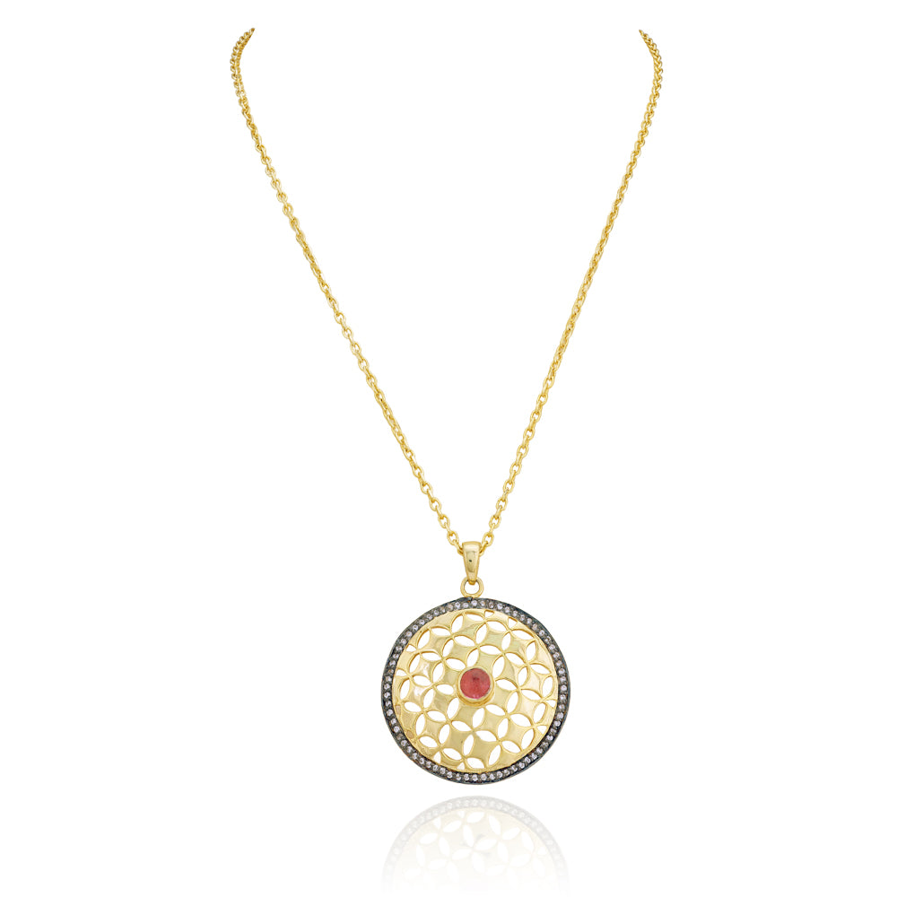 925 Blooming Petal Sterling Silver Gold Plated Chain Pendant