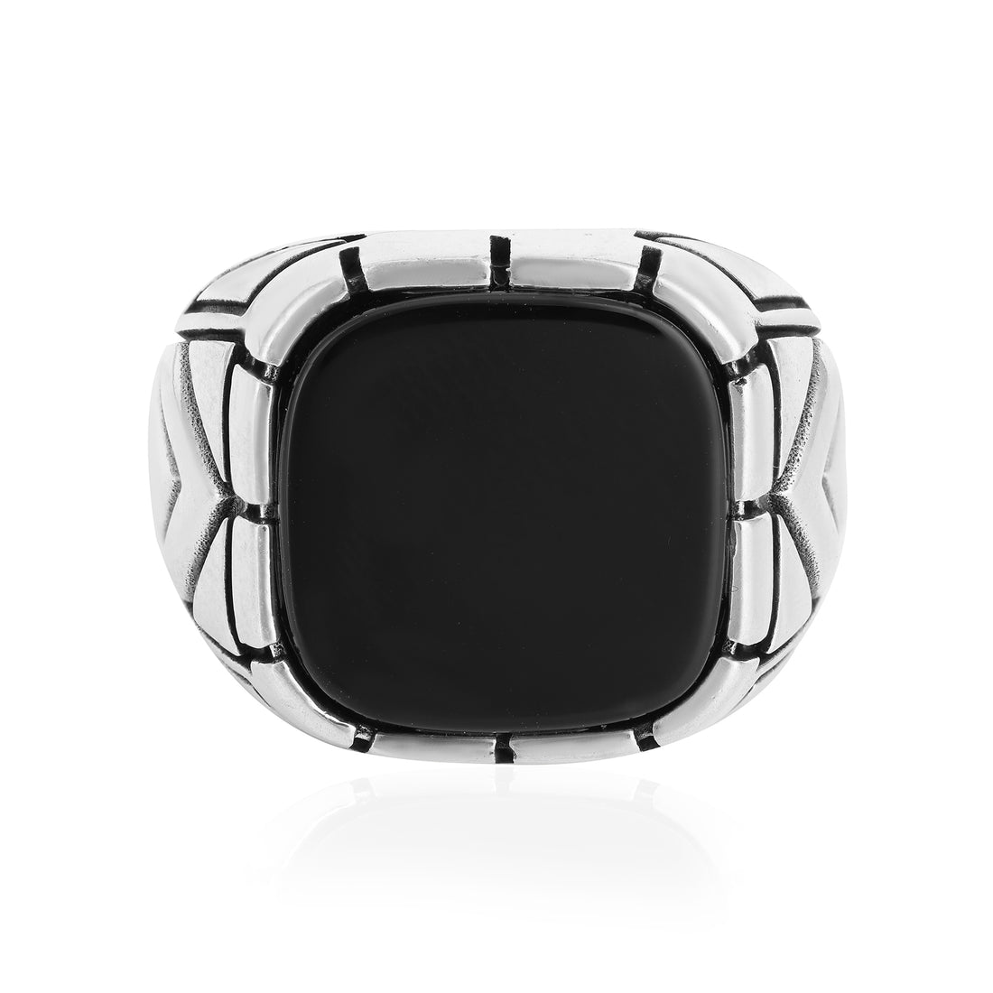 925 Bold Black Agate Sterling Silver Statement Ring
