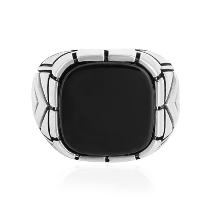 925 Bold Black Agate Sterling Silver Statement Ring