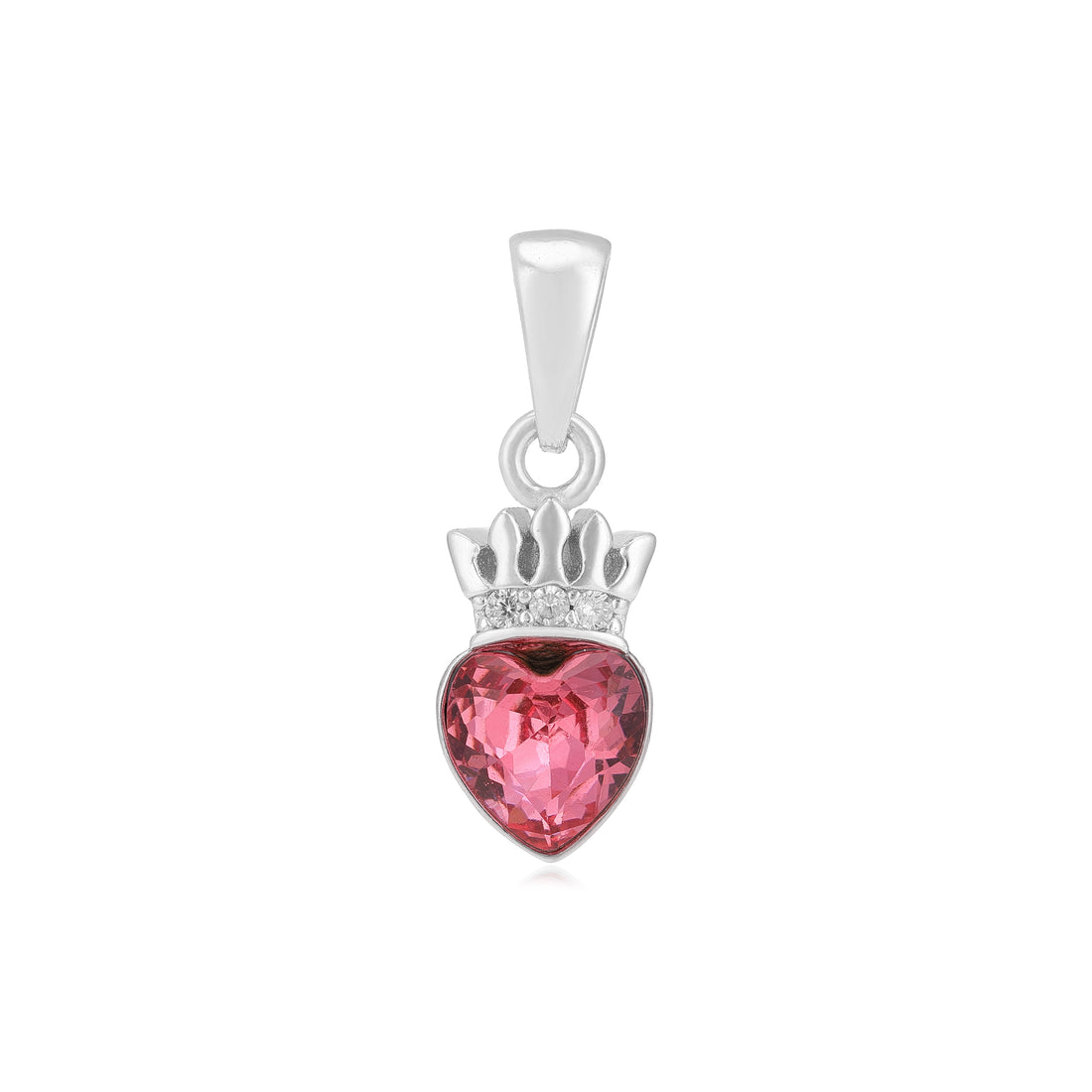 925 Bold Red Heart Rhodium Plated Crowned Pendants