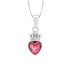 Bold Red Heart Rhodium Plated Crowned Pendants