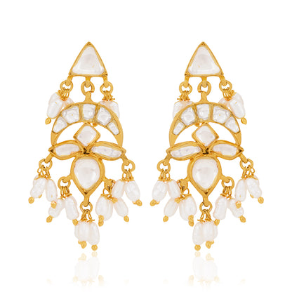 925 Chandelier Polki Pearl Earrings