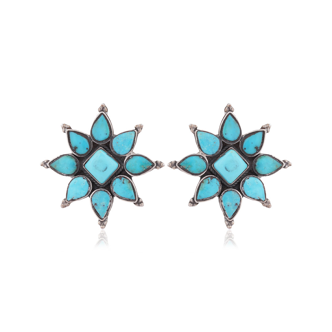 925 Cherry Blossom Turquoise Sterling Silver Stud