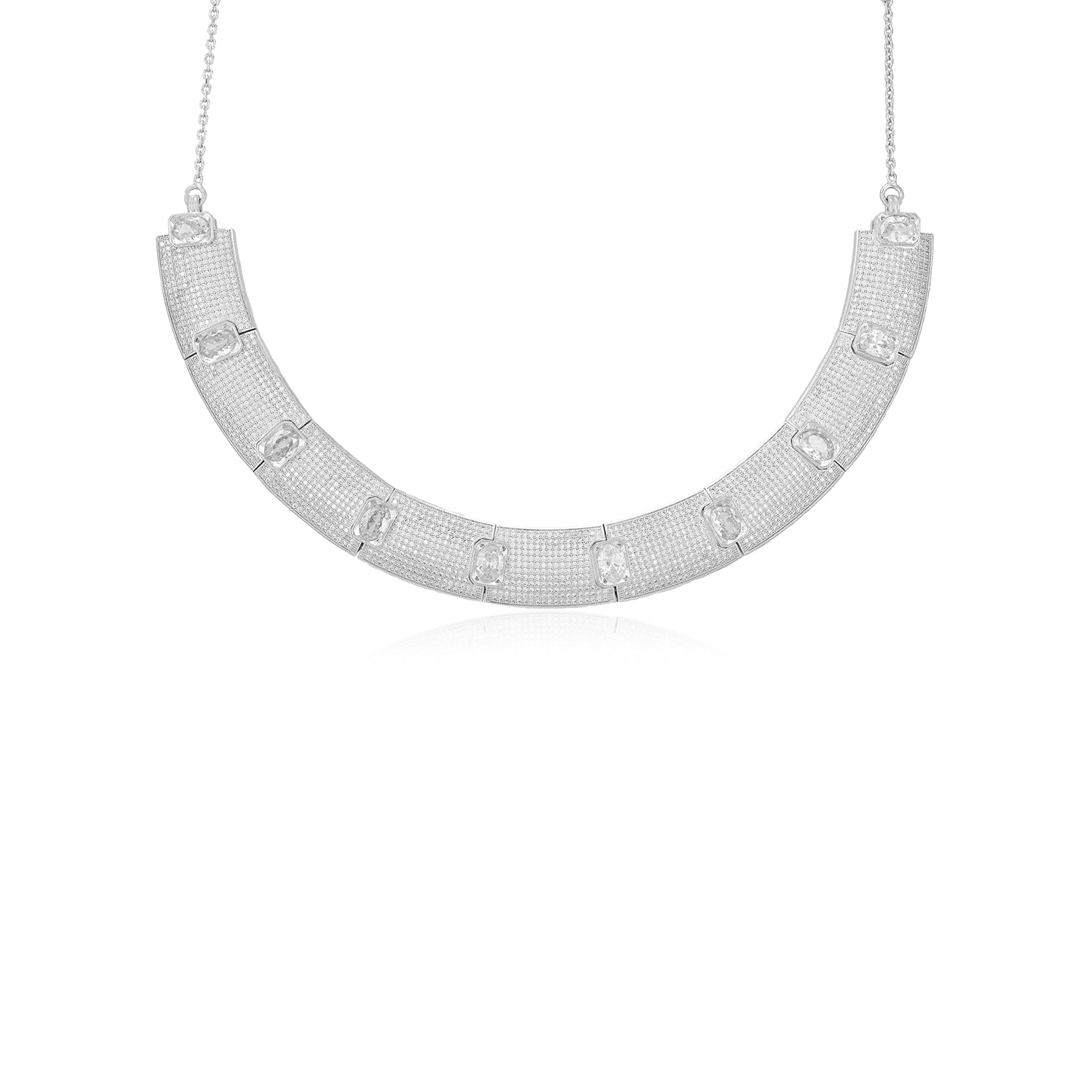 925 Chunky Rhodium Plated Bold Glam Necklace