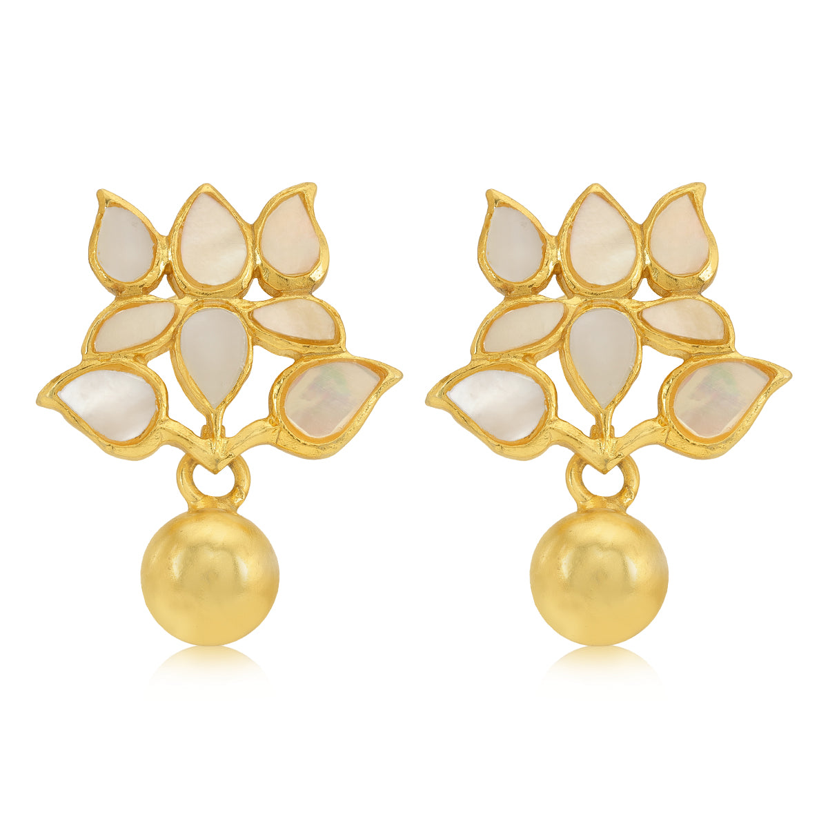 925 Cluster Mop Gold Plated Earring