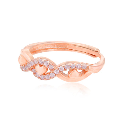 925 Clustered Rose Gold Heart Motif Rings